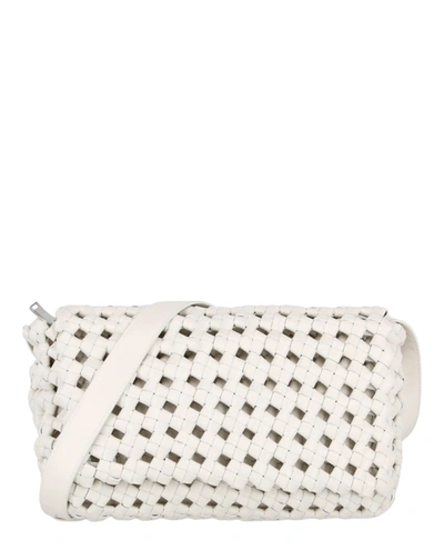 Shop Bottega Veneta Window Crochet Leather Shoulder Bag In White/silver