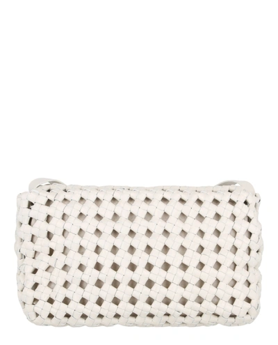 Shop Bottega Veneta Window Crochet Leather Shoulder Bag In White/silver