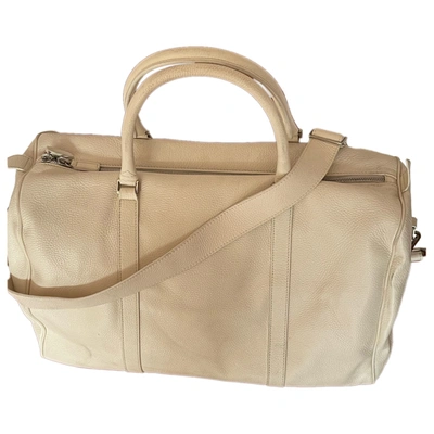 Pre-owned Les Hommes Leather Travel Bag In White