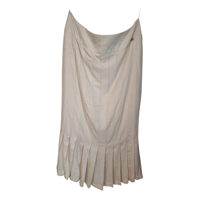 Pre-owned Chanel Silk Maxi Skirt In Beige