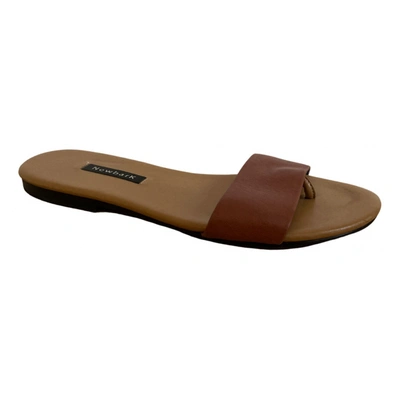 Pre-owned Newbark Leather Sandal In Brown