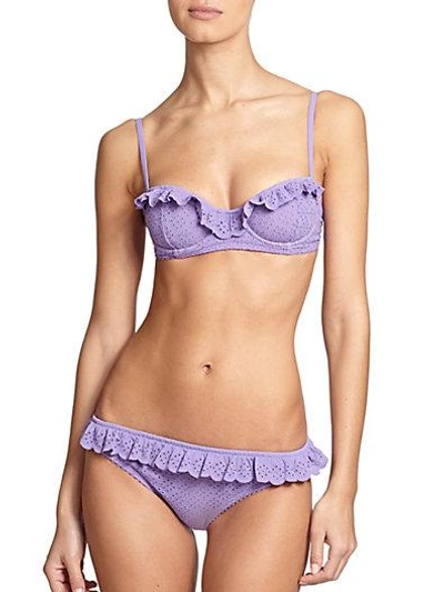 Shop Michael Kors Two-piece Ruffled Underwire Bikini In Purple