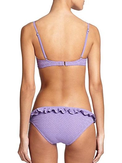 Shop Michael Kors Two-piece Ruffled Underwire Bikini In Purple