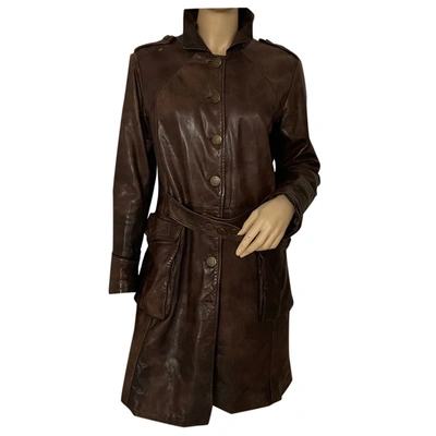 Pre-owned Jean Paul Gaultier Leather Coat In Brown