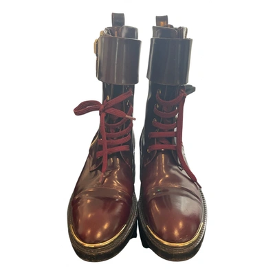 Louis Vuitton - Authenticated Ankle Boots - Patent Leather Burgundy Plain for Women, Good Condition