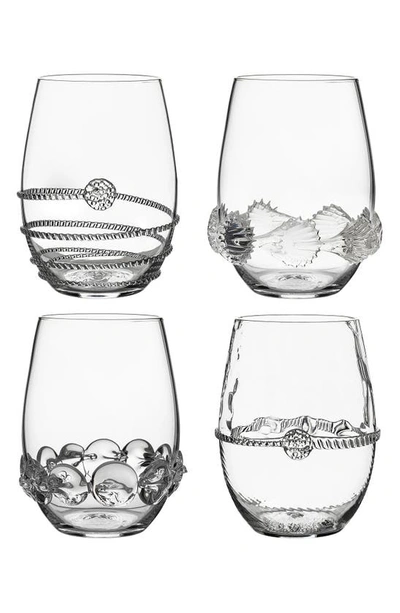 Shop Juliska Heritage Set Of 4 Assorted Stemless Wine Glasses In Clear