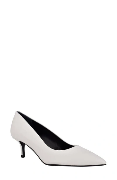 Shop Calvin Klein Danica Pointed Toe Pump In White Leather