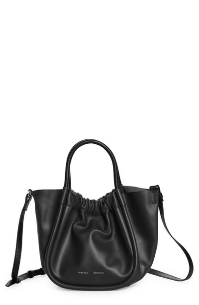 Shop Proenza Schouler Small Ruched Leather Crossbody Tote In Black