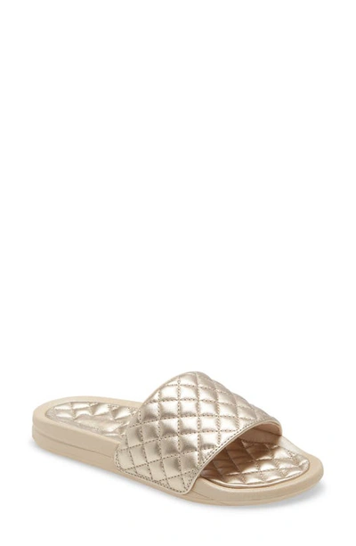 Shop Apl Athletic Propulsion Labs Lusso Quilted Slide Sandal In Metallic Champagne