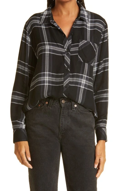 Shop Rails Hunter Plaid Button-up Shirt In Slate Black Ivory With Lurex