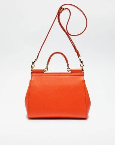 Shop Dolce & Gabbana Medium Sicily Handbag In Dauphine Leather In Orange