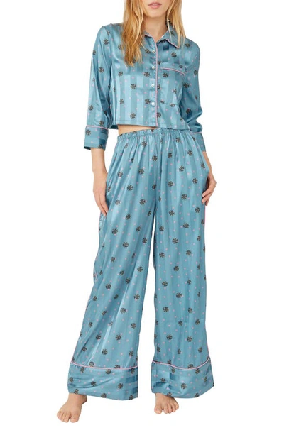 Shop Free People Pajama Party Print Pajamas In Hazy Blue Combo