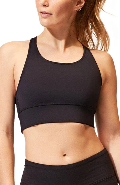 Shop Threads 4 Thought Strappy Sports Bra In Jet Black