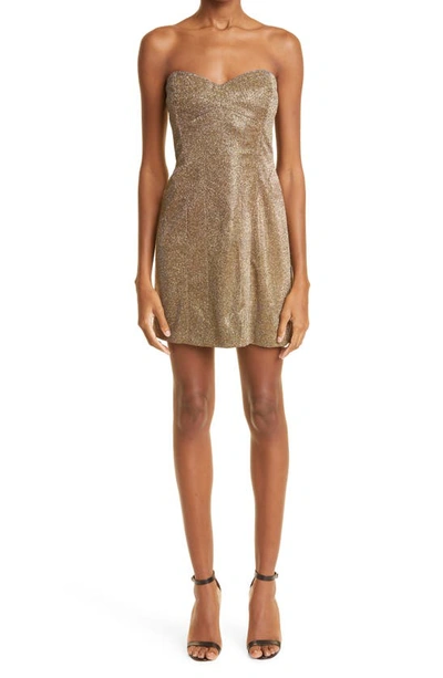 Shop Nicole Miller Bustier Minidress In Gold