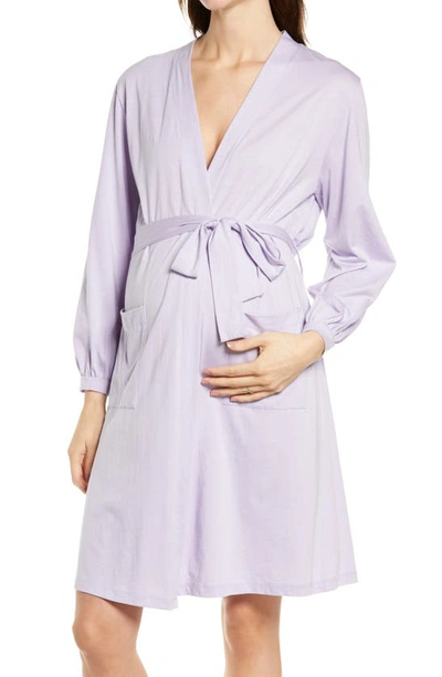 Shop Belabumbum Elle Maternity/nursing Robe In Lilac