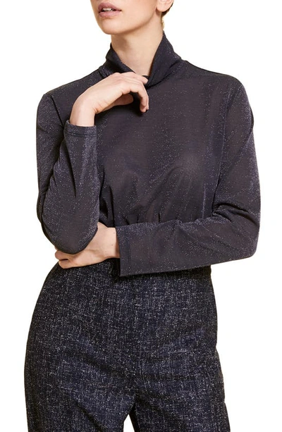 Marina Rinaldi Plus Size Russia Metallic Jersey Sweater In Dark Navy