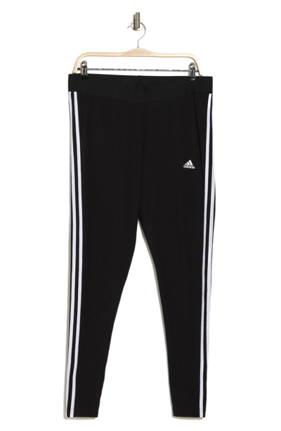 Shop Adidas Originals 3-stripes Stretch Cotton Leggings In Black/white