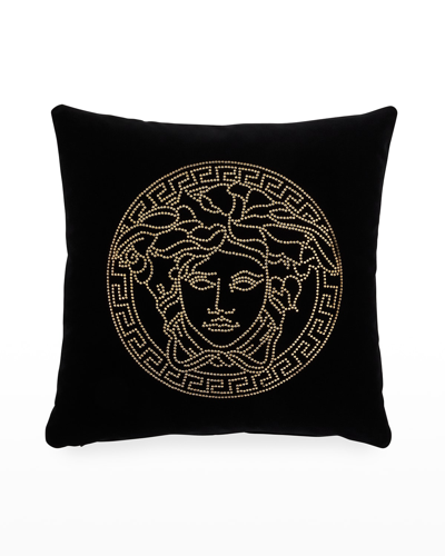 Shop Versace Medusa Studs Velvet Pillow, 18"sq.