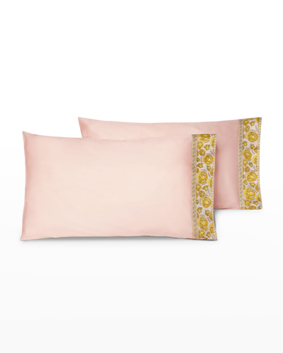 Shop Versace Home Collection Medusa Amplified King Pillowcases, Set Of 2 In Pink-gold