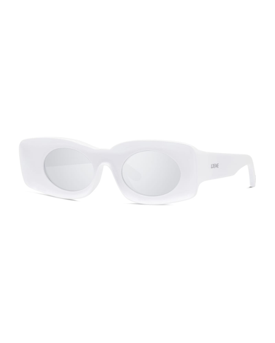 Shop Loewe Two-tone Acetate Inset Oval Sunglasses In White