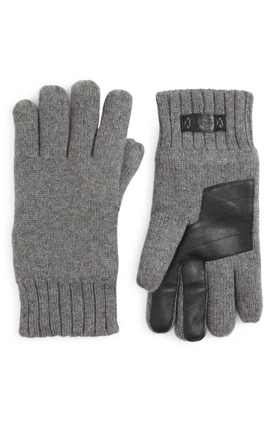 Shop Ugg Wool Blend Knit Tech Gloves In Metal