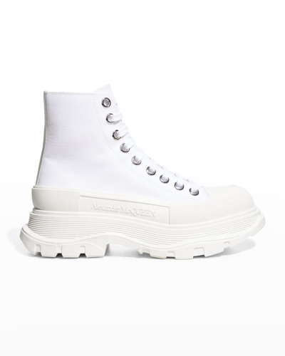 Shop Alexander Mcqueen Tread Slick Boots In Fluo Pink White