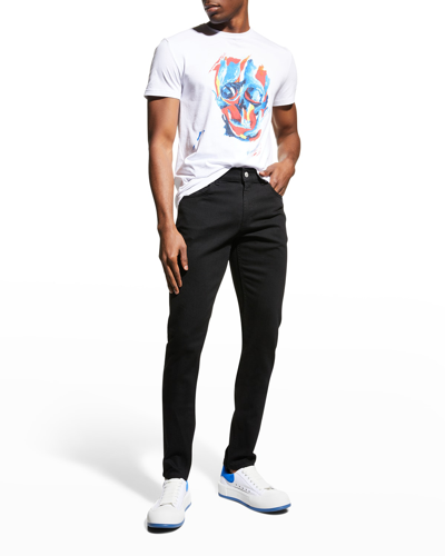 Shop Alexander Mcqueen Men's Embroidered Straight-leg Jeans In Black