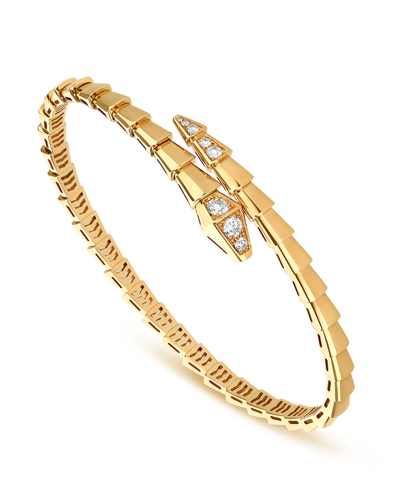 Shop Bvlgari Serpenti Viper Bracelet In 18k Yellow Gold And Diamonds