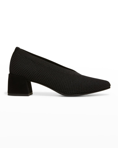 Shop Eileen Fisher Gabby Knit Block-heel Pumps In Black