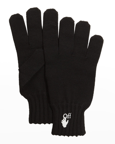 Shop Off-white Men's Off Hand Knit Gloves In 1001 Black White