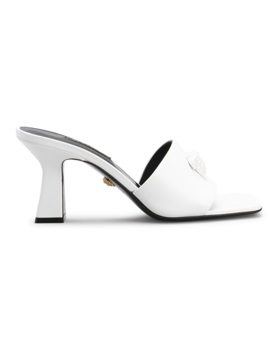 Shop Versace Medusa Lambskin Mule Sandals In Optical White Opt