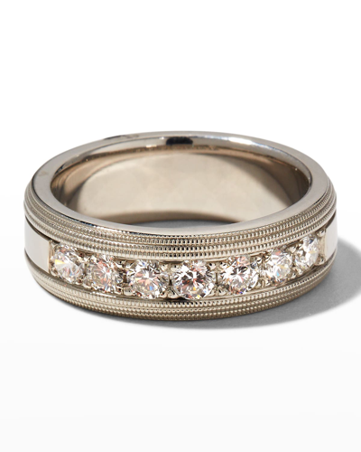 Shop American Jewelery Designs Men's 18k White Gold Round 7-diamond Ring