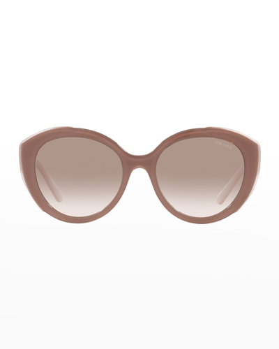 Shop Prada 0pr 01ys Oval Gradient Sunglasses In Alabaster Pink