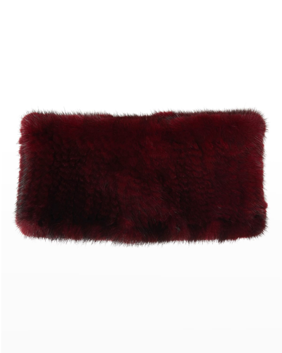 Shop Gorski Mink Fur Knit Headband In Burgundy