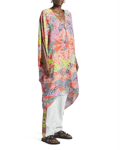 Shop Etro Floral Patchwork-print Cocoon Caftan In Red
