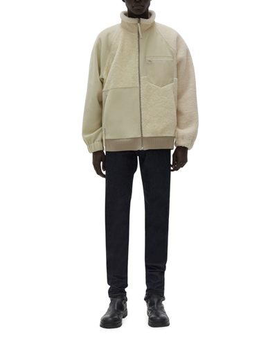 Shop Helmut Lang Men's Patchwork Fleece Jacket In Winter White