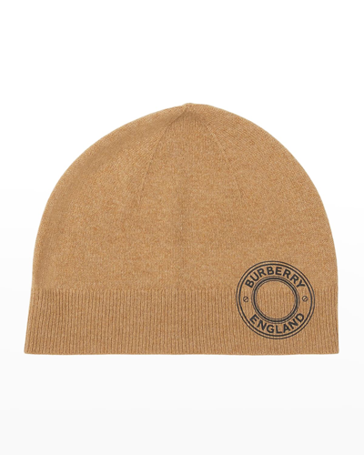 Shop Burberry Roundel Logo Cashmere-blend Knit Beanie In Camel