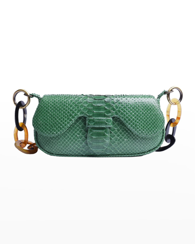Shop Adriana Castro Alicia Mini Python Shoulder Bag In Palm Green