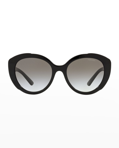 Shop Prada 0pr 01ys Oval Gradient Sunglasses In Black