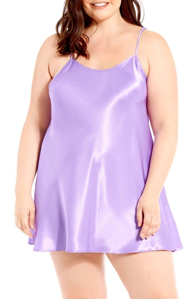 Shop Icollection Satin Chemise In Lavender
