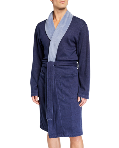 Shop Ugg Men's Robinson Two-tone Robe In Navy