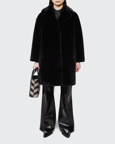 Shop Stand Studio Camille Faux-fur Cocoon Coat In Black