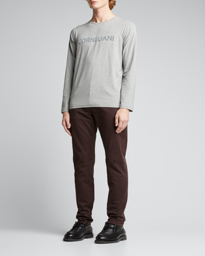 Shop Corneliani Men's Textured-logo T-shirt In Grey