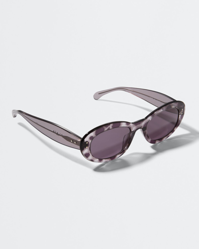 Shop Alaïa Thick Round Acetate Sunglasses In 003 Shiny Grey