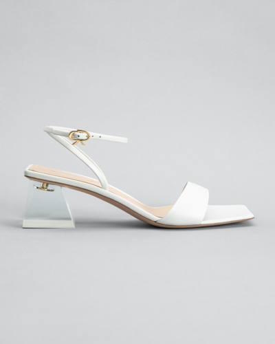 Shop Gianvito Rossi Napa Strappy Clear-heel Sandals In White