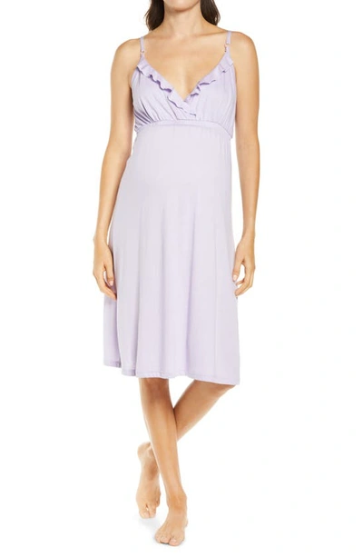 Shop Belabumbum Elle Nursing/maternity Nightgown In Lilac