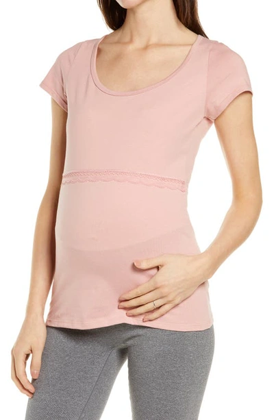 Shop Belabumbum Aura Cotton Nursing T-shirt In Rose
