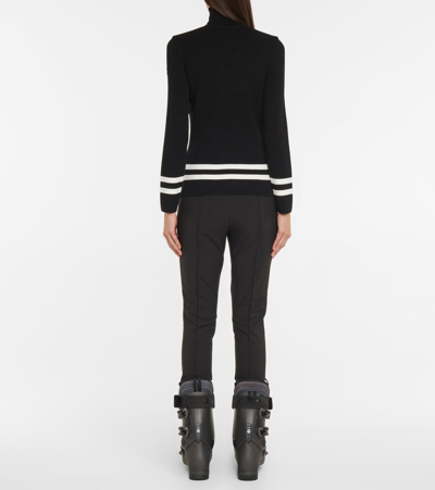 Shop Fusalp Striped Turtleneck Knit Sweater In Noir