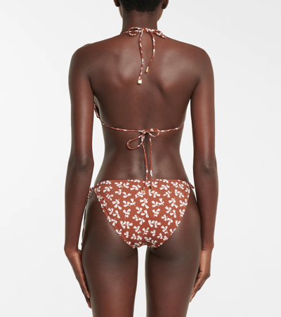 Tory Burch Printed String Bikini Top In Rust Little Leaves