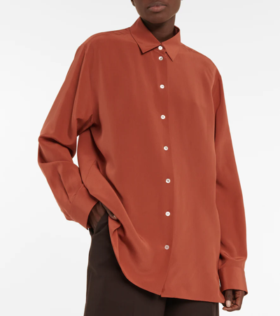 The Row Sisilia Silk Crepe De Chine Shirt In Persimmon | ModeSens